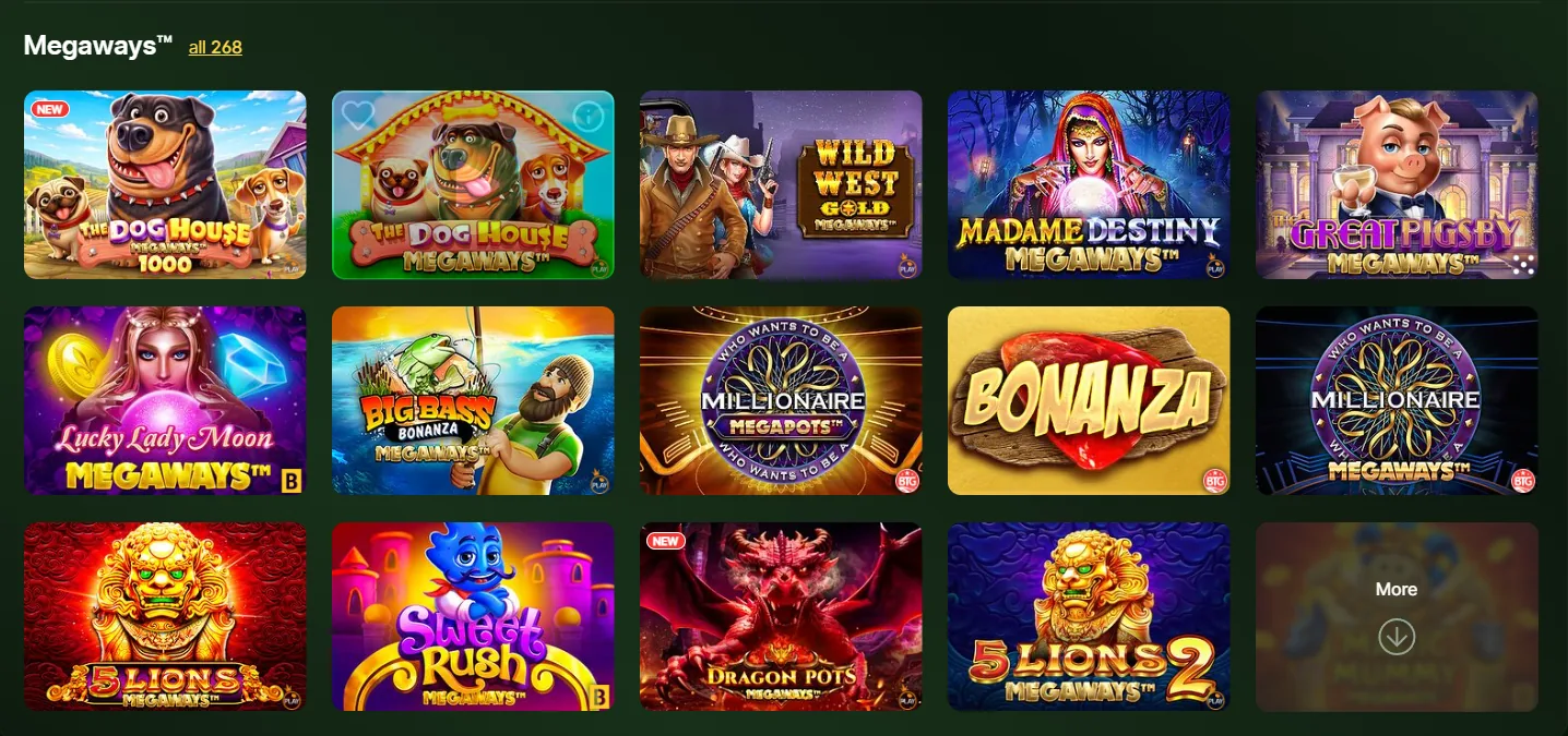 Riobet — категория Megaways; скриншот интерфейса 11